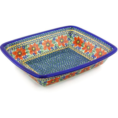 Polish Pottery Rectangular Baker 14&quot; UNIKAT