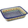 Polish Pottery Rectangular Baker 14" Wave Of Flowers
