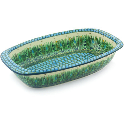 Polish Pottery Rectangular Baker 17" Prairie Land UNIKAT