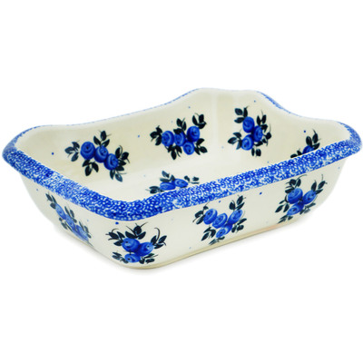 Polish Pottery Rectangular Baker 7&quot; Blue Berry Special UNIKAT