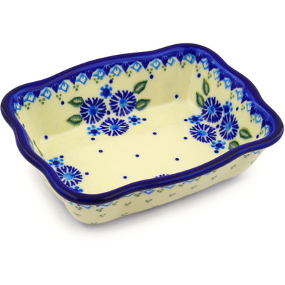 Polish Pottery Rectangular Baker 8&quot; Aster Patches