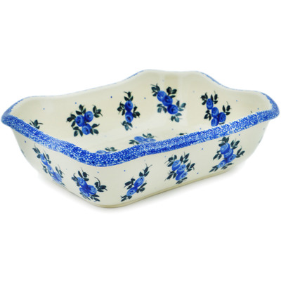 Polish Pottery Rectangular Baker 8&quot; Blue Berry Special UNIKAT