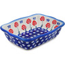 Polish Pottery Rectangular Baker 8&quot; Blue Eye Spring