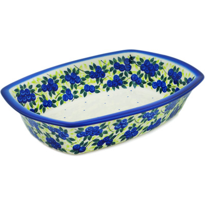 Polish Pottery Rectangular Baker 8&quot; Blueberries Season UNIKAT