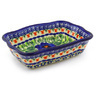 Polish Pottery Rectangular Baker 8&quot; Brilliant Butterfly Popp UNIKAT
