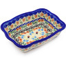 Polish Pottery Rectangular Baker 8&quot; Fanciful Ladybug