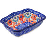 Polish Pottery Rectangular Baker 8" Flower Star