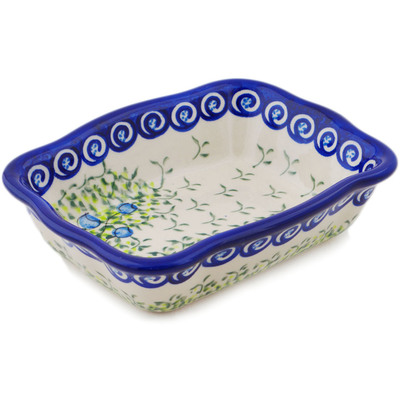 Polish Pottery Rectangular Baker 8&quot; Gorgeous Morning Glory UNIKAT