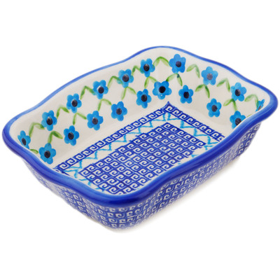 Polish Pottery Rectangular Baker 8" Greek Daisies