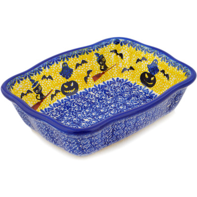 Polish Pottery Rectangular Baker 8" Halloween Evening