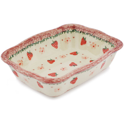 Polish Pottery Rectangular Baker 8" New Berry Blooms