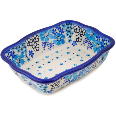 Polish Pottery Rectangular Baker 8" Pansy Dawn