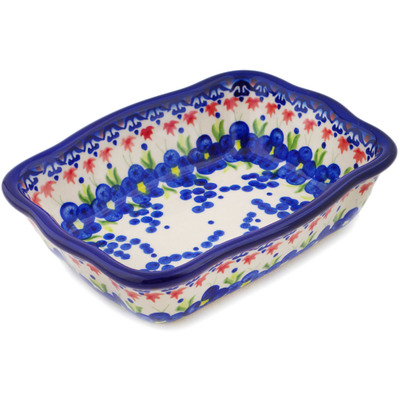 Polish Pottery Rectangular Baker 8" Passion Poppy