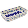 Polish Pottery Rectangular Baker 8&quot; Peacock Forget-me-not