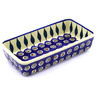 Polish Pottery Rectangular Baker 8" Peacock Leaves
