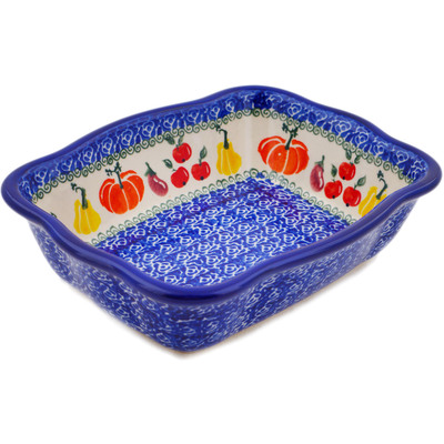 Polish Pottery Rectangular Baker 8" Pumpkin Garden