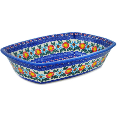 Polish Pottery Rectangular Baker 8&quot; Red-hot Summer UNIKAT