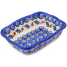 Polish Pottery Rectangular Baker 8" Sunflower Peacock