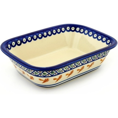 Polish Pottery Rectangular Baker 9&quot; Autumn Wheat