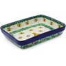 Polish Pottery Rectangular Baker 9&quot; Bee Happy UNIKAT