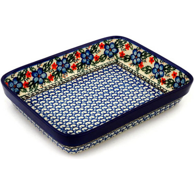 Polish Pottery Rectangular Baker 9&quot; Cobblestone Garden