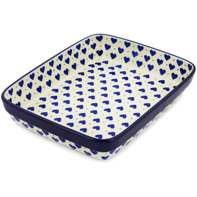 Polish Pottery Rectangular Baker 9" Hearts Delight
