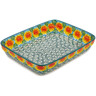 Polish Pottery Rectangular Baker 9&quot; Marigold Chain UNIKAT