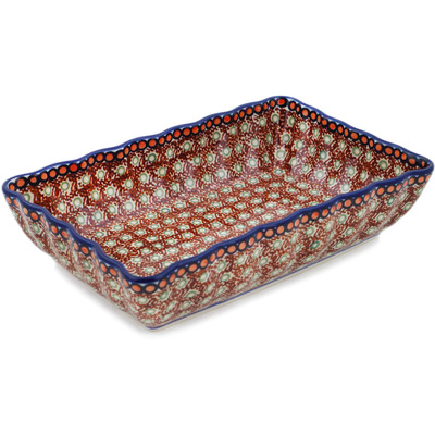 Polish Pottery Rectangular Baker 9&quot; Rich Mocha UNIKAT