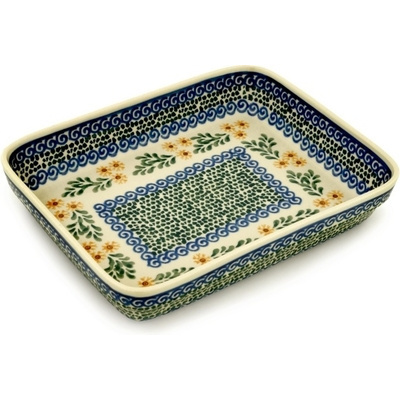 Polish Pottery Rectangular Baker 9&quot; Summer Day