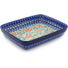 Polish Pottery Rectangular Baker 9" Trumpet Garden UNIKAT