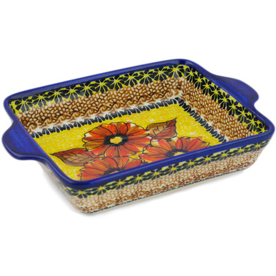 Polish Pottery Rectangular Baker 9&quot; UNIKAT