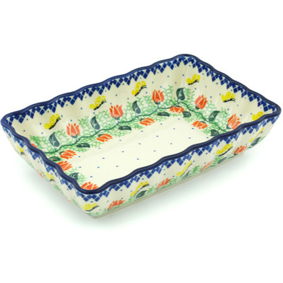 Polish Pottery Rectangular Baker 9&quot; Vine Of Love