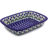 Polish Pottery Rectangular Baker with Grip Lip 10-inch Bleeding Heart Peacock