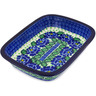 Polish Pottery Rectangular Baker with Grip Lip 10-inch Blue Bliss