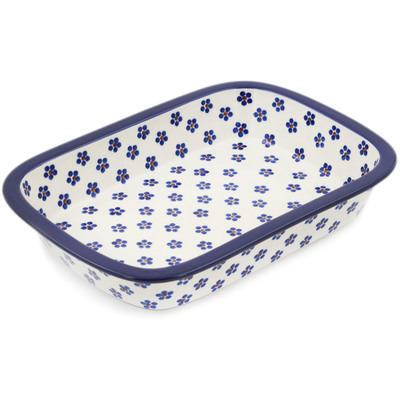 Polish Pottery Rectangular Baker with Grip Lip 10-inch Daisy Dots