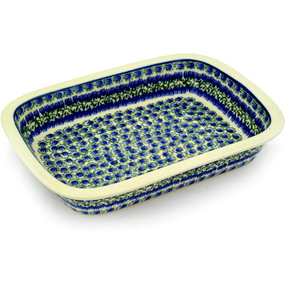 Polish Pottery Rectangular Baker with Grip Lip 10-inch