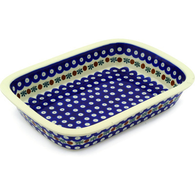 Polish Pottery Rectangular Baker with Grip Lip 10-inch Mosquito