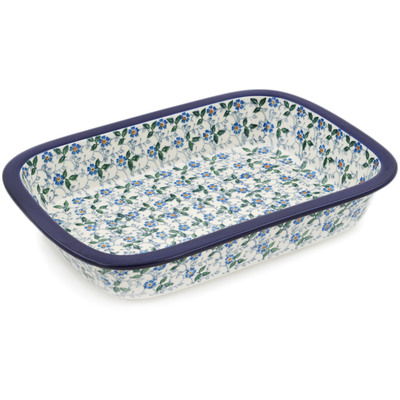 Polish Pottery Rectangular Baker with Grip Lip 10-inch Summer Wind