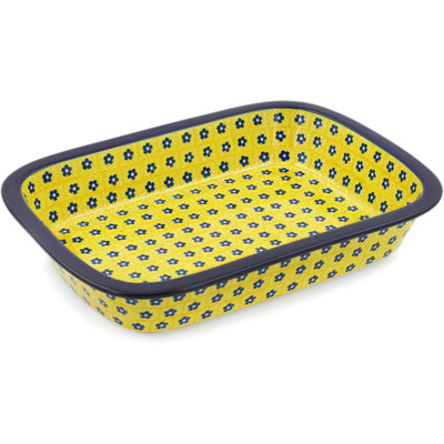 Polish Pottery Rectangular Baker with Grip Lip 10-inch Sunshine