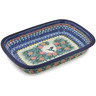 Polish Pottery Rectangular Baker with Grip Lip 12-inch Solo Hummingbird UNIKAT