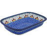 Polish Pottery Rectangular Baker with Grip Lip 12-inch Toadstool Mushroom Trio