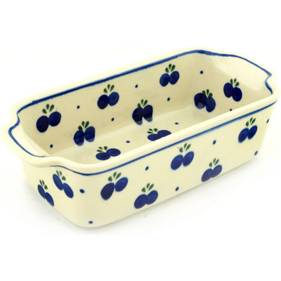 Polish Pottery Rectangular Baker with Handles 10&quot; Blueberry Hill
