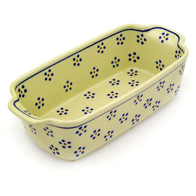 Polish Pottery Rectangular Baker with Handles 10&quot; Daisy Dots