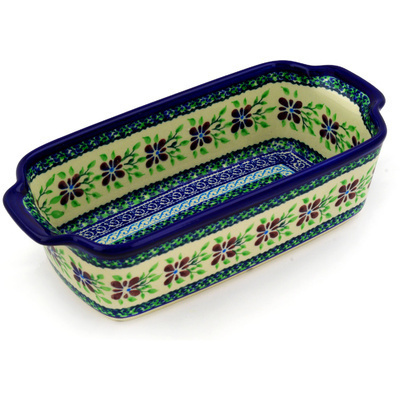 Polish Pottery Rectangular Baker with Handles 10" Gingham Garden