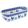Polish Pottery Rectangular Baker with Handles 10&quot; Rooster At Night