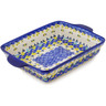 Polish Pottery Rectangular Baker with Handles 11&quot; Cornflower Meadow