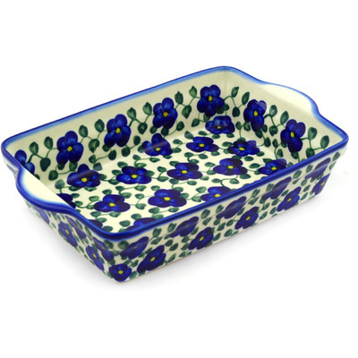 Polish Pottery Rectangular Baker with Handles 11&quot;