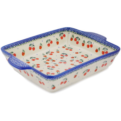 Polish Pottery Rectangular Baker with Handles 11"