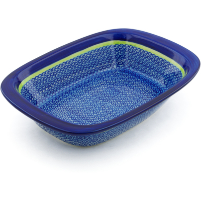 Polish Pottery Rectangular Baker with Handles 11" Midnight Eclipse