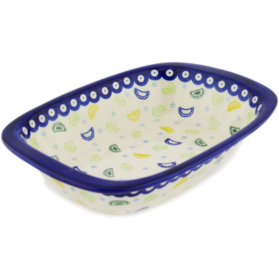 Polish Pottery Rectangular Baker with Handles 11" Pierogi Party